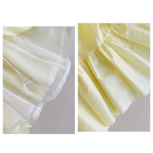 ‼️SOLD‼️ Vintage pastel yellow formal A-line princess dress ball gown chiffon - Picture 7 of 11